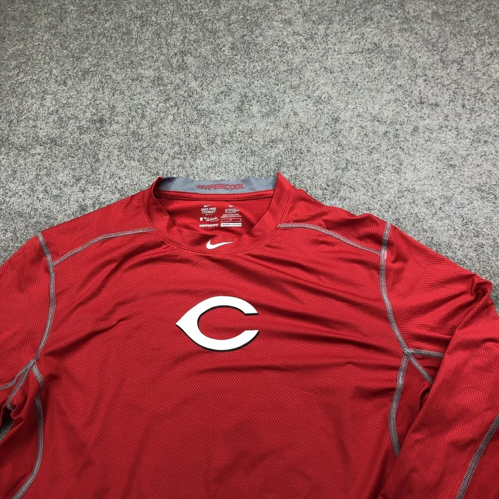 Cincinnati Reds Shirt Mens Large Red MLB Baseball Nike Pro Combat Dri-FIT